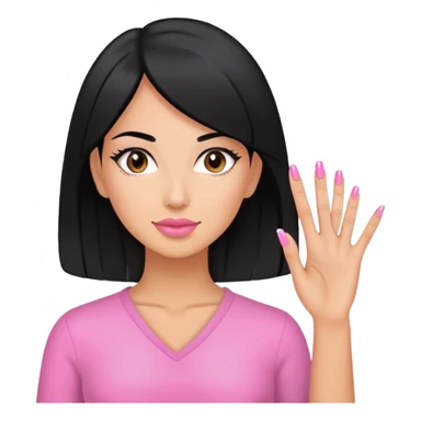 Pink Nail Tech with black hair sticker