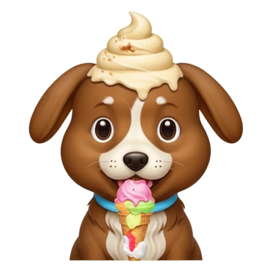 Dog with ice cream in its head sticker