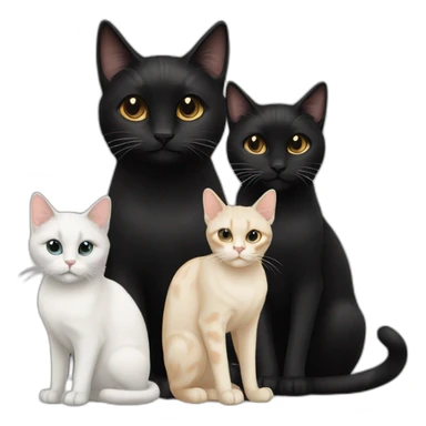 two black cats and one colourpoint cat sticker