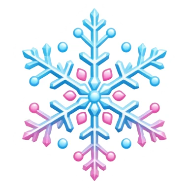 snowflake pink heart color white baby blue and baby pink glitter glow basic realist sticker