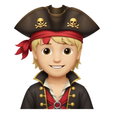 boy with blond hair that is dressed as a pirate sticker