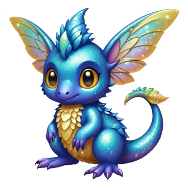 P cute fuzzy realistic glittery Randomly-faerie-drake-colored sparkly exotic Fakémon-creature sticker
