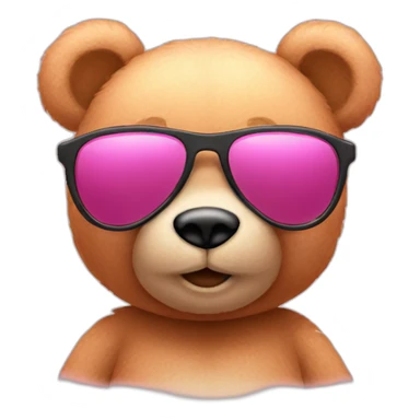 pink teddy bear with sunglasses sticker