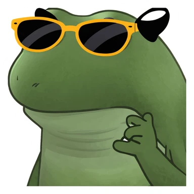 frog with sunglasses meme style sticker