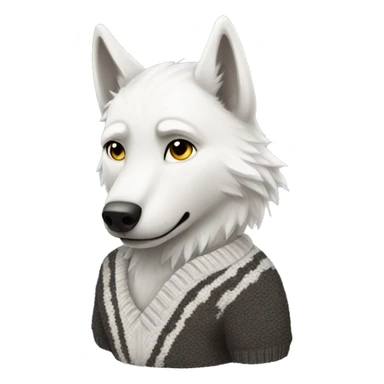White wolf wearing sweater  sticker