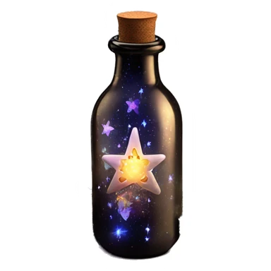 Black magic fairy light sparkling old Antique bottle with poison and with herbal and flowers sticker