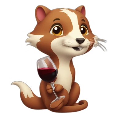cute weasle drinking red wine sticker