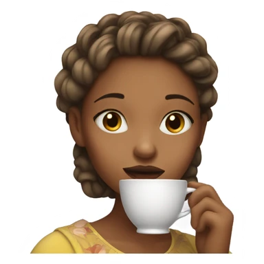 Girl sipping tea sticker