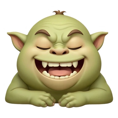 Cinematic Cute Yawning Ogre Portrait Emoji, with a surprisingly cuddly, rotund figure in soft earthy greens and browns, head tilted back in a big, gentle yawn exposing a set of comically oversized teeth, simplified yet irresistibly adorable, highly detailed with a soft glowing outline that captures the sleepy charm of a friendly ogre after a long day of gentle mischief! sticker