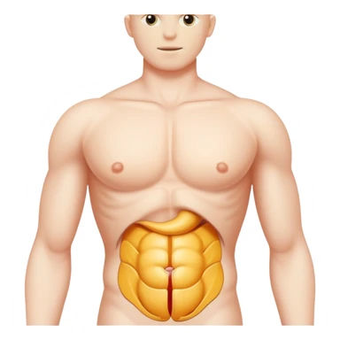 human torso with a highlighted hernia bulge sticker