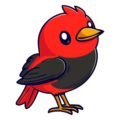 a vibrant red bird, kırmızı kuş sticker