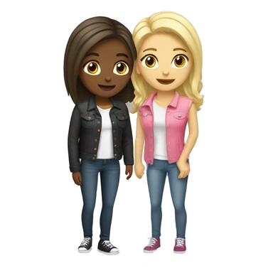 brunette and blonde lesbian cute couple sticker