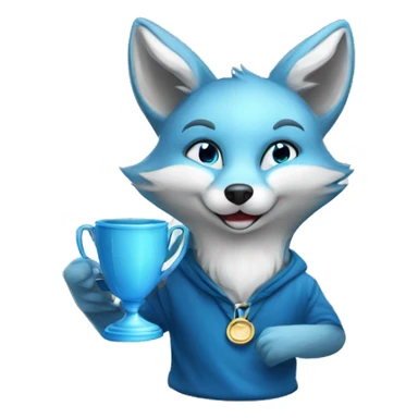 blue fox with winner cup sticker