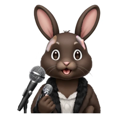 black bunnie singing , holding mic sticker