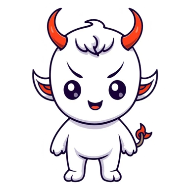 chibi anime-style demon with big eyes, small horns, and playful expression sticker