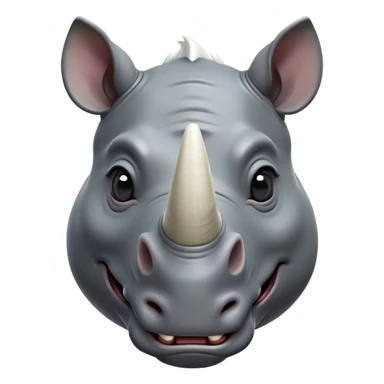 Cinematic Comical Rhinoceros Portrait Emoji, Head tilted dramatically with an exaggeratedly amused expression, featuring a striking, glossy slate-gray hide with a boldly textured white horn, wide, expressive eyes filled with playful disbelief, Simplified yet hilariously expressive features, highly detailed, glowing with a slightly sassy glow, high shine, dramatic yet playful, stylized with an air of cheeky wild mischief, bright and endearing, soft glowing outline, capturing the essence of a spirited and over-the-top rhinoceros, so meme-worthy it feels like it could charge its way into internet fame instantly! sticker