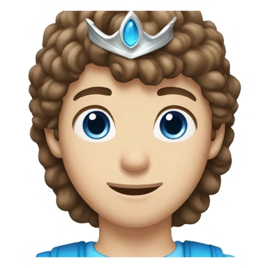 Brown hair boy with blue eyes and silver crown sticker