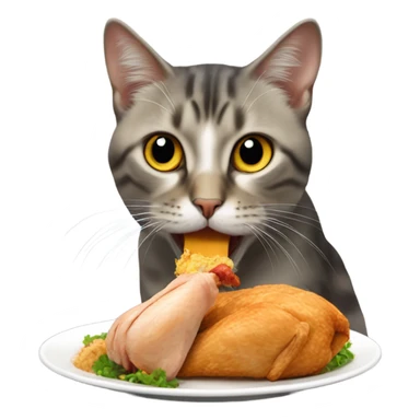 Cat eating chicken sticker