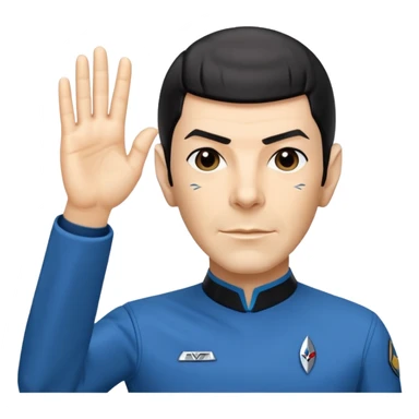 Spock making the Vulcan salute in Starfleet blue uniform (Star Trek) sticker