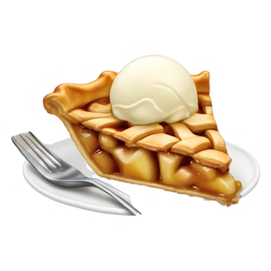 A slice of apple pie with a scoop of vanilla ice cream melting on top. sticker