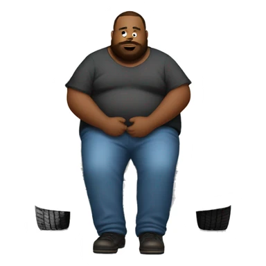 Extremely fat man sitting in the bed of a 2006 Chevy Silverado  sticker