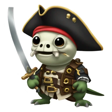 Pirate trachemys scripta with sword in the mouth sticker