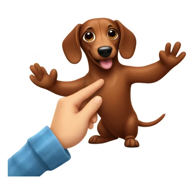 Brown sausage dog giving a high five sticker