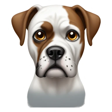 White boxer dog with brown spot around eye sticker