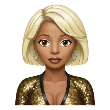 Mary J Blige with long platinum blonde hair, dark brown sequin outfit sticker