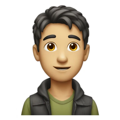 A boy with a long nose sticker