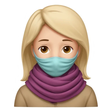 plush face, scarf covering the nose, temperature, illness sticker