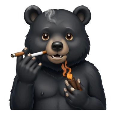 A highly detailed photo of a cartoon black bear smoking a blunt do not have any other cigs or anything, just the blunt between his fingers sticker