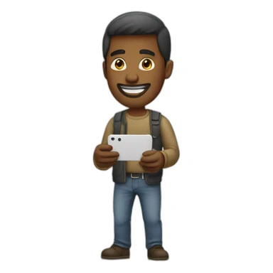 man sending message with iphone sticker