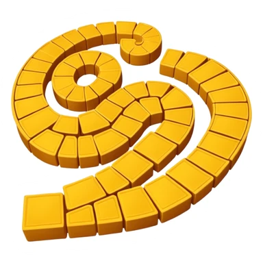 Create a cozy 3D cartoon board game path in warm autumn style. The path consists of 20 golden tiles in a winding S-shaped layout.  sticker