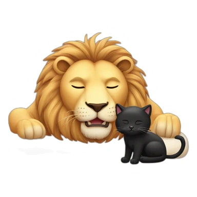 Big Lion and small black cat both closed eyes sleeping z z z sticker