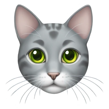 gray Cat green eyes eating fish sticker