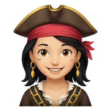 pirate girl with black hair band  sticker
