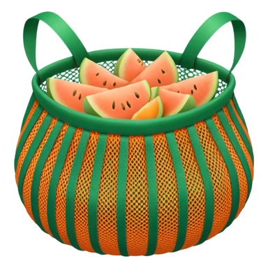 net bag,  mesh storage bag, tote bag, stored with melon it has two knited handles as bag itself sticker