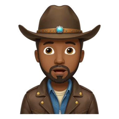 Black male, goatee beard, cowboy hat, surprised or shocked facial expression sticker