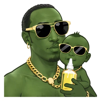 P diddy with baby oil  sticker