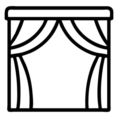 red stage curtain, outlined icon, no fill, classic theater shape sticker