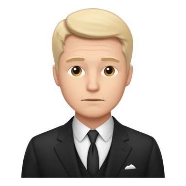 white man in formal suit in thought, showing something sticker