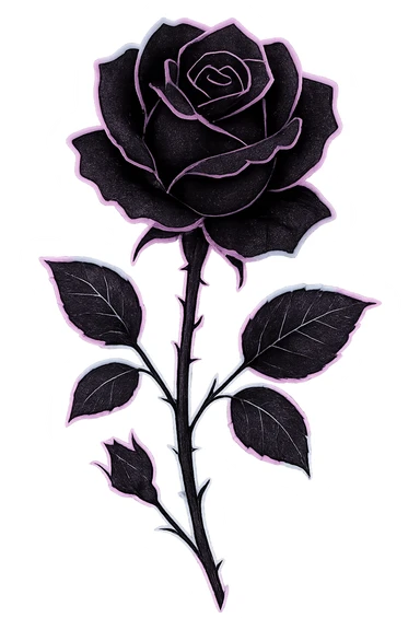 pastel goth black rose, remove background sticker