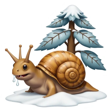 a snail beating a gangster shark in a snow with tree sticker