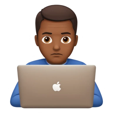 man with a laptop, very serious expression, no smile sticker