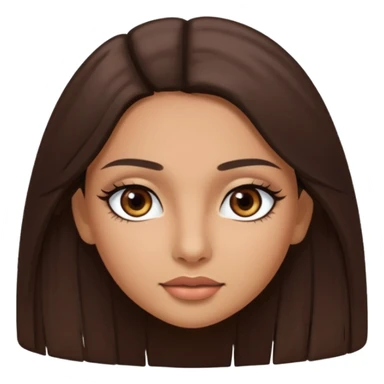 latina girl with straight long brown hair, dark dark brown eyes and lashes no bangs sticker
