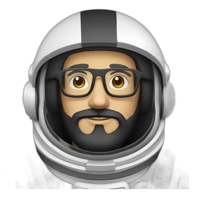 posing caucasian astronaut with black beard and white glasses sticker