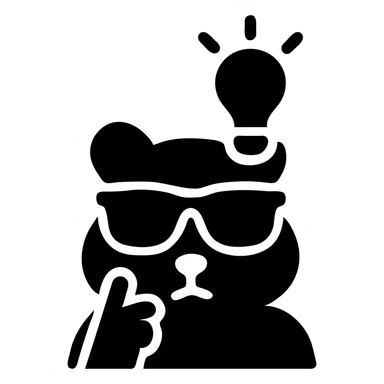 mature modern hamster with cool glasses, thinking about an idea with a lightbulb above its head, solid black background, no overlap with other elements sticker