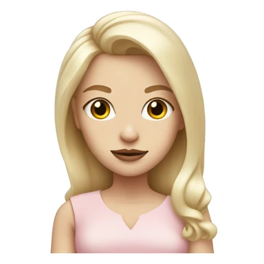 Pale girl, blonde hair, cute, cool, wearing light pink, with a tequila soda, and a small dog sticker