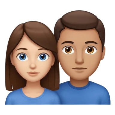 couple homme cheveux raide châtains et yeux bleu et femme cheveux raide chatains et yeux marron sticker